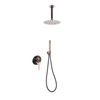 Conjunto De Ducha Monomando Empotrado Techo 2-vías Serie Thalos Stick Gpts045/nor Negro Mate Y Oro Rosa  - Marca Mice / Imex