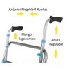 Andador Aluminio Plegable 4 Ruedas Azul Ortoprime