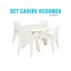 Conjunto Mesa Caribe Redonda  + 4 Sillas Caribe De Resina - Crevicosta. Blanco