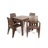 Conjunto Mesa Caribe Cuadrada  + 4 Sillas Caribe De Resina - Crevicosta. Chocolate