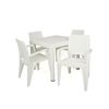 Conjunto Mesa Caribe Cuadrada  + 4 Sillas Caribe De Resina - Crevicosta. Blanco