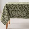 Mantel Antimanchas Cuadrado Jacquard Algodón 140x140cm Floral Jali Color Verde