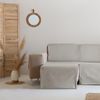 Funda Sofá Chaise Longue 200cm Izquierda Liso Algodón Suave Transpirable (hasta 230cm De Ancho), Beige