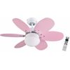 Bastilipo - Algarve Dc, Ventilador De Techo Con Motor Dc, Mando A Distancia, 75cm Ø, 6 Aspas, Rosa/celeste, Luz Led 3 Tonos, Chasis Blanco