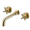 Grifo Bimando Lavabo Empotrado Carbini Oro Cepillado Dorado