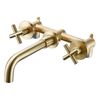 Grifo Bimando Lavabo Empotrado Carbini Oro Cepillado Dorado