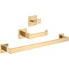 Conjunto Accesorios De Baño Luanda Dorado Cepillado  Toallero + Portarrollos + 1 Percha