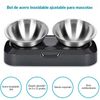 Comedero Doble Elevado Para Mascotas Edipets Inox/negro 14,7x29,1 Cm