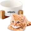 Edipets Comedero Para Gatos Y Perros De Porcelana Y Base De Diseño Bambú