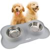 Comedero Doble Para Perros Y Gatos Gris M