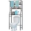 Estantería De Baño Wc 3 Baldas 1 Colgador Superior 166x65x25cm Negro