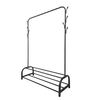 Perchero Burro Premium Rack 2 Stand Nyana Home 158x110x39cm, 1 Barra Para Colgar, 8 Ganchos Laterales, 2 Baldas Inferiores Negro.