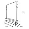 Perchero Burro Premium Rack 2 Stand Nyana Home 158x110x39cm, 1 Barra Para Colgar, 8 Ganchos Laterales, 2 Baldas Inferiores Negro.