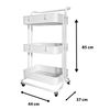 Carrito Almacenamiento Metálico Nyana Home 3 Estantes 85x44x37cm, 3 Estantes Blanco.