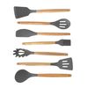 Set De Utensilios De Silicona Y Madera 19 Piezas Nyana Home Con Cuchillos Y Tabla De Cortar Gris