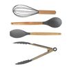 Set De Utensilios De Silicona Y Madera 19 Piezas Nyana Home Con Cuchillos Y Tabla De Cortar Gris