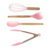 Set De Utensilios De Silicona Y Madera 19 Piezas Nyana Home Con Cuchillos Y Tabla De Cortar Rosa