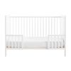 Cuna Bebe Indi Con Colchón Convertible En Cama, Blanca, Madera De Haya + Barandillas Protección + Colchón Morfeo + Protector De Colchón