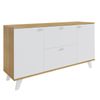 Aparador Mdf Lacado Modelo Quiatur 140x40x75 - Roble Y Blanco