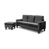 Sofa + Puff Convertible En Chaise Longue New Vika, Negro En Terciopelo 184x131 Cm