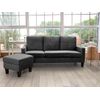 Sofa + Puff Convertible En Chaise Longue New Vika, Gris En Terciopelo 184x131 Cm