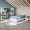 Pack Dormitorio Ethna Cama, Cabecero, Mesitas Y Vestidor Color Blanco Y Natur