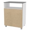 Mueble Auxiliar Lavandería Con Ruedas Color Blanco Con Tapa Gris 80x61 Cm