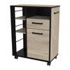 Mueble Auxiliar Industriale Con Ruedas Para Cocina Roble Krokberg Y Negro 88x72cm