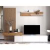 Venprodin |conjunto De Comedor Con Mesa Tv Y Panelado 250x200 Cm - Blanco Y Roble