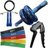 Kit Rueda Abdominal, Comba, Hand Grip, Set Bandas Resistencia Bsfit