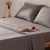 Juego De Sábanas 100% Algodón Suave Cama 105 Cm Color Gris Oscuro