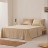 Juego De Sábanas 100% Algodón Suave Cama 135 Cm Color Beige