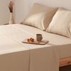 Juego De Sábanas 100% Algodón Suave Cama 135 Cm Color Beige