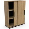 Mueble Auxiliar Izzy Correderas Melamina 80x102x36 Cm - Roble Hamilton