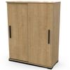 Mueble Auxiliar Izzy Correderas Melamina 80x102x36 Cm - Roble Hamilton