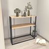 Mueble De Entada Recibidor Rus Con Base Inferior Estantes Negro Y Roble Safir 90x90x34 Cm