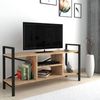 Mueble Tv Para Salón Rus 4 Huecos Negro Y Roble Safir 120x63x37 Cm