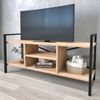 Mueble Tv Para Salón Rus 4 Huecos Negro Y Roble Safir 120x63x37 Cm