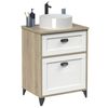 Miroytengo Mueble De Baño 60 Cm Toscana Con 2 Cajones Estilo Nórdico Color Blanco Y Roble Cambrian (con Lavabo)