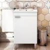 Miroytengo Mueble De Baño Atenea Con Patas Armario 1 Puerta Abatible Color Blanco Brillo 50 Cm (con Lavabo)