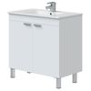 Miroytengo Mueble De Baño Atenea Con Patas Armario 2 Puertas Abatibles Color Blanco Brillo 80 Cm (con Lavabo Cerámico)