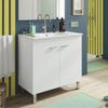 Miroytengo Mueble De Baño Atenea Con Patas Armario 2 Puertas Abatibles Color Blanco Brillo 80 Cm (con Lavabo Cerámico)