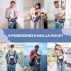 Mochila Portabebés Mobiclinic 6 En 1 Transpirable 3-36 Meses Correas Regulables Algodón Bolsillo Azul Moley