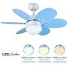 Bastilipo - Aguadulce Rc-ventilador De Techo Con Mando A Distancia-60w Y 75cm Diametro- Luz Led Incorporada , Rosa/azul, 75 Cm
