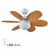 Bastilipo - Menorca Led Rc, Vent. Techo 75 Cm, Color Blanco, Con Mando A Distancia, 60w, Luz Led, 6 Palas Reversibles Blanco/haya