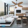 Bastilipo - Bali Níquel Led - Ventilador De Techo Led Con Mando A Distancia Y Palas Reversibles