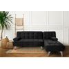 Sofá Chaise Longue Aroa-xs Terciopelo 3 Plazas Convertible En Cama 198x150cm Color Negro