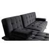 Sofá Chaise Longue Aroa-xs Terciopelo 3 Plazas Convertible En Cama 198x150cm Color Negro