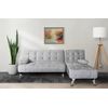 Sofá Chaise Longue Aroa-xs Terciopelo 3 Plazas Convertible En Cama 198x150cm Color Gris