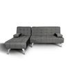 Sofá Chaise Longue Aroa-xs Tela 3 Plazas Convertible En Cama 198x150cm Color Gris Oscuro